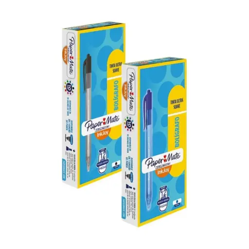 Lápices Pasta Inkjoy Paper Mate Retráctil Punta Media 1.0mm Caja 12 Unidades