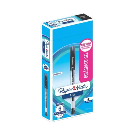 [2066236] Lápices Gel Paper Mate Punta Fina 0.6mm Caja 6 Unidades Negro