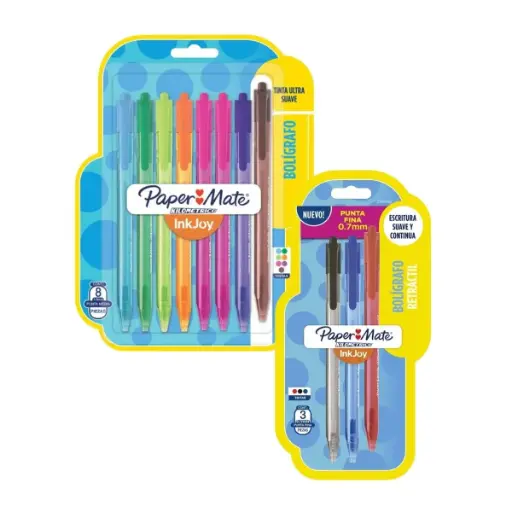 Lápices Pasta Inkjoy Paper Mate Retráctil Punta Fina 0.7mm Sets