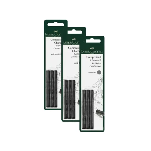 Barras Carboncillo Comprimido Pitt Faber Castell Set 3