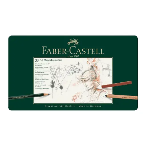 [112977] Estuche de Metal Pitt Monochrome Faber Castell 33 Piezas