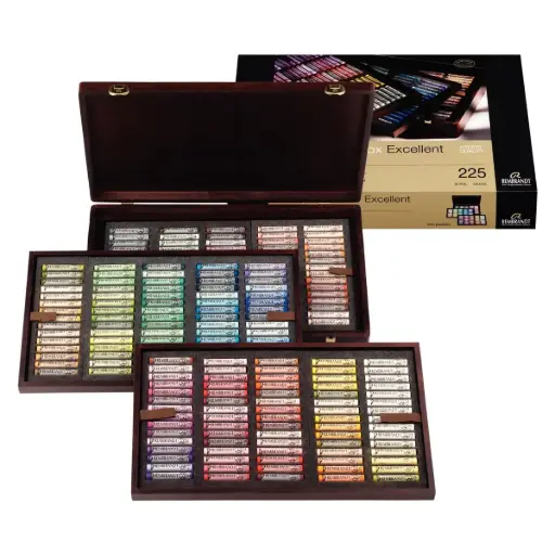 [31814225] Pastel Seco Rembrandt Caja Madera Lujo 225 Barras