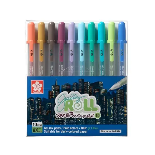 [XPGB-10ML10] Lápices Gel Gelly Roll Sakura Moonlightc Set 10 Colores 1.0 mm Tierra