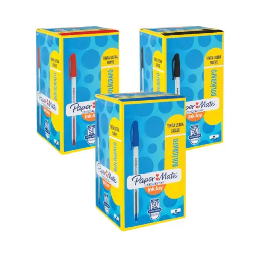 [1931765] Lápices Pasta Inkjoy Paper Mate Rojos Punta Media 1.0mm Caja 50 Unidades
