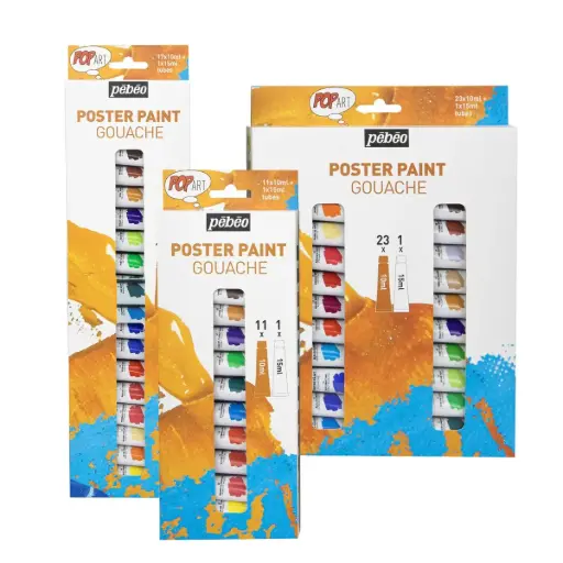 Gouache Pebeo POP Art Sets 10ml + Blanco 15ml 