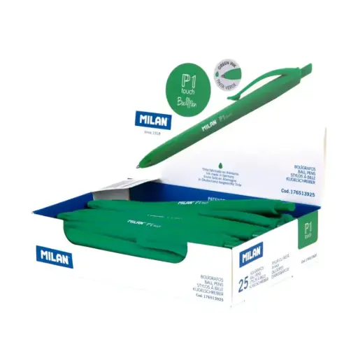 [176513925] Caja 25 Bolígrafos Milan Touch Verdes
