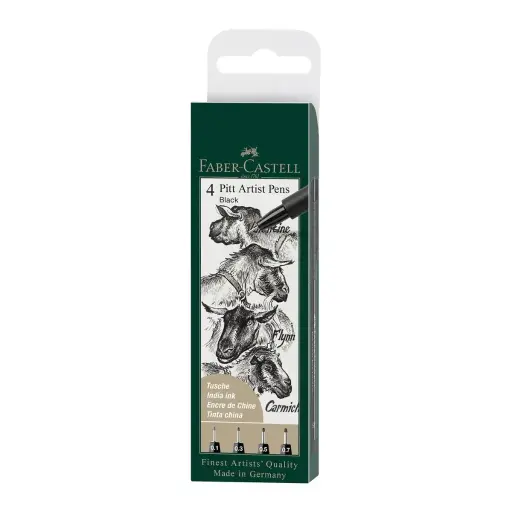 [167115] Tiralíneas Pitt Artist Pen Faber Castell Sets 4 Negros XS-S-F-M