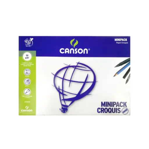 [177014CL] Papel Blanco Canson Minipack 37,5 x 26,5 cm 90gr 20 Hojas  
