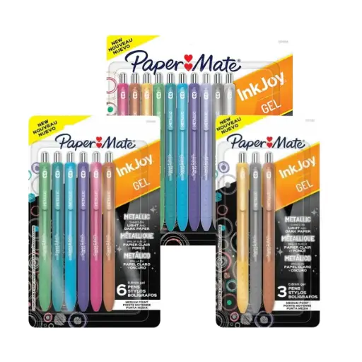 Lápices Gel Inkjoy Paper Mate Retráctil 0.8 mm Metálicos Sets 